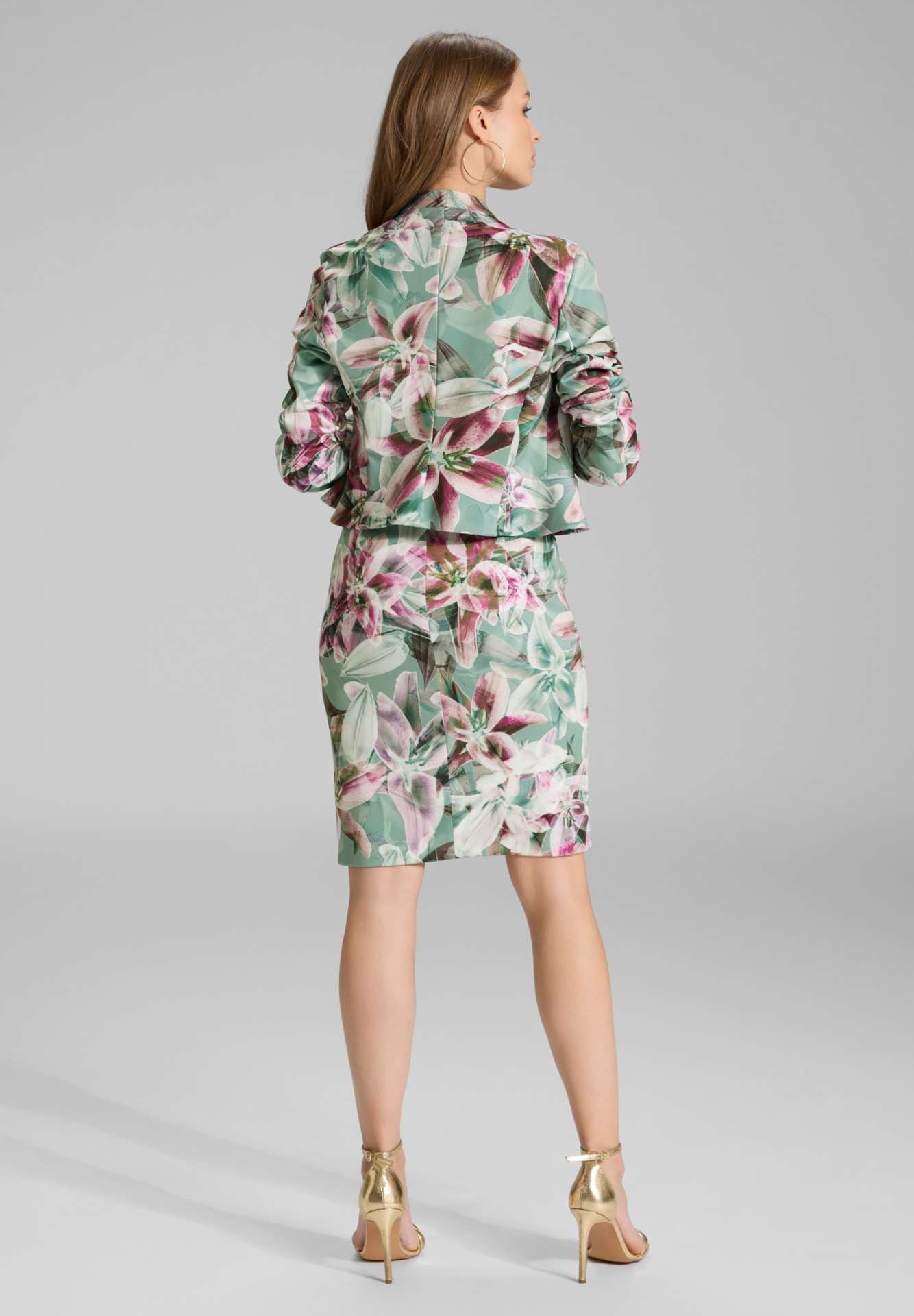 Bedruckter Scuba Blazer mit Wasserfall Kante