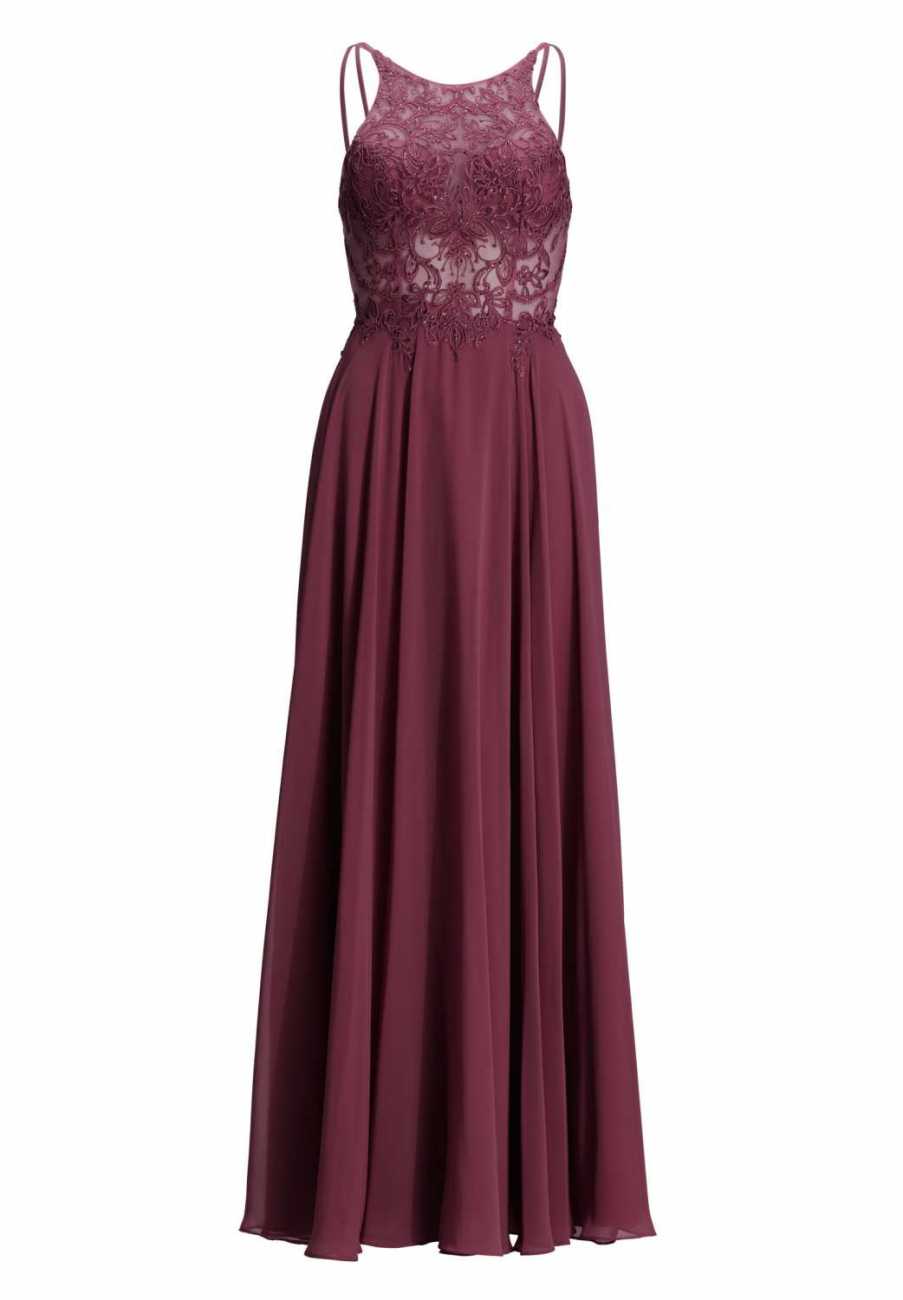 Abendkleid mit Stickerei und Chiffonrock