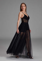 Tüllkleid mit kurzer Jerseyhose black