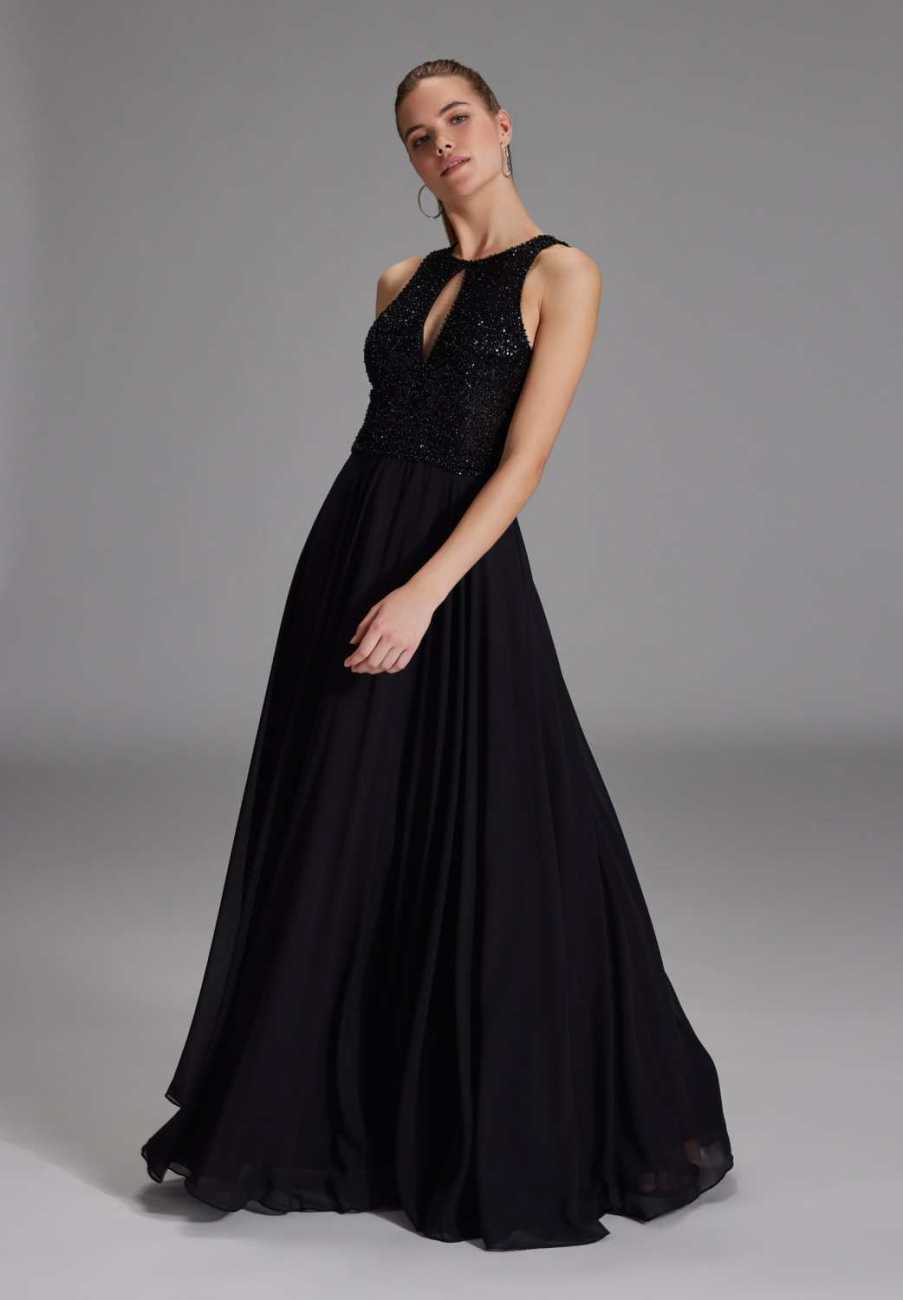 Abendkleid mit Stickerei und Cut-Out Detail