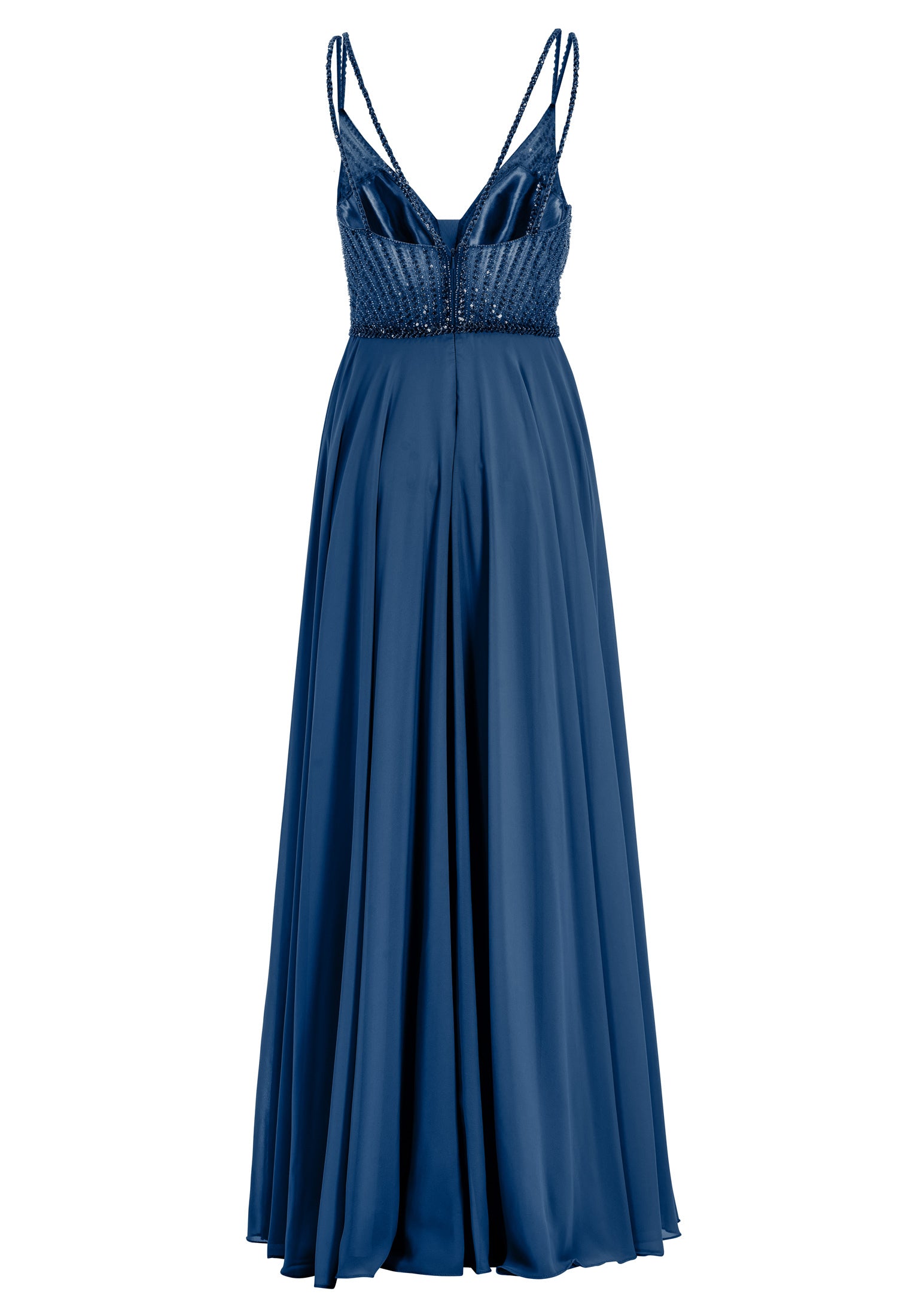 Bodenlanges Chiffonkleid mit tonaler Stickerei