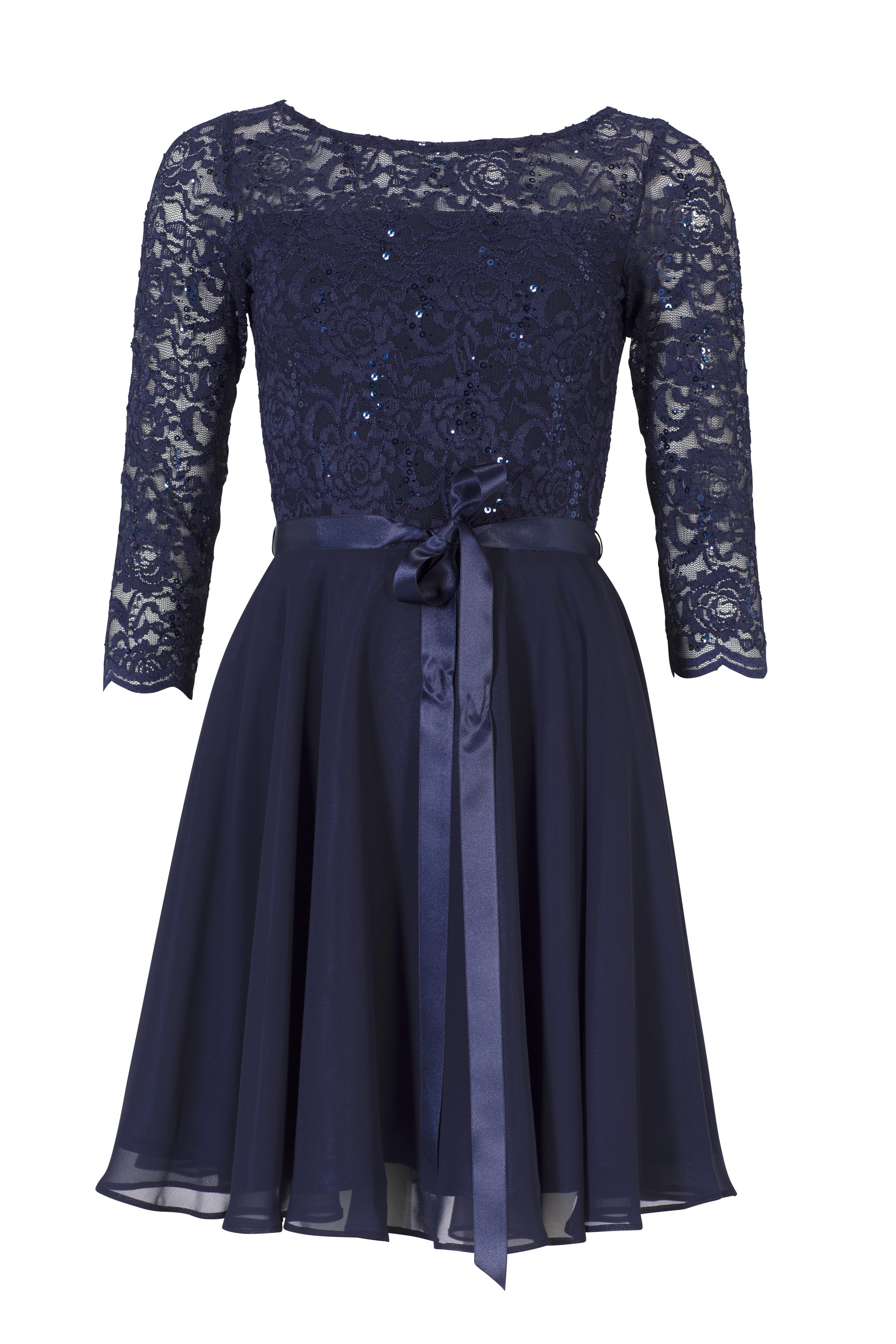 Cocktailkleid aus Paillettenspitze mit Chiffonrock