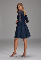 Cocktailkleid aus Paillettenspitze mit Chiffonrock