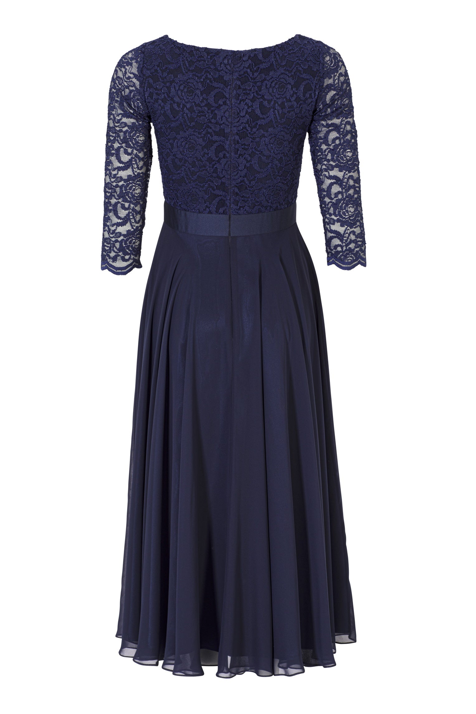 Abendkleid Midi mit Oberteil aus floraler Spitze und Chiffon Rock