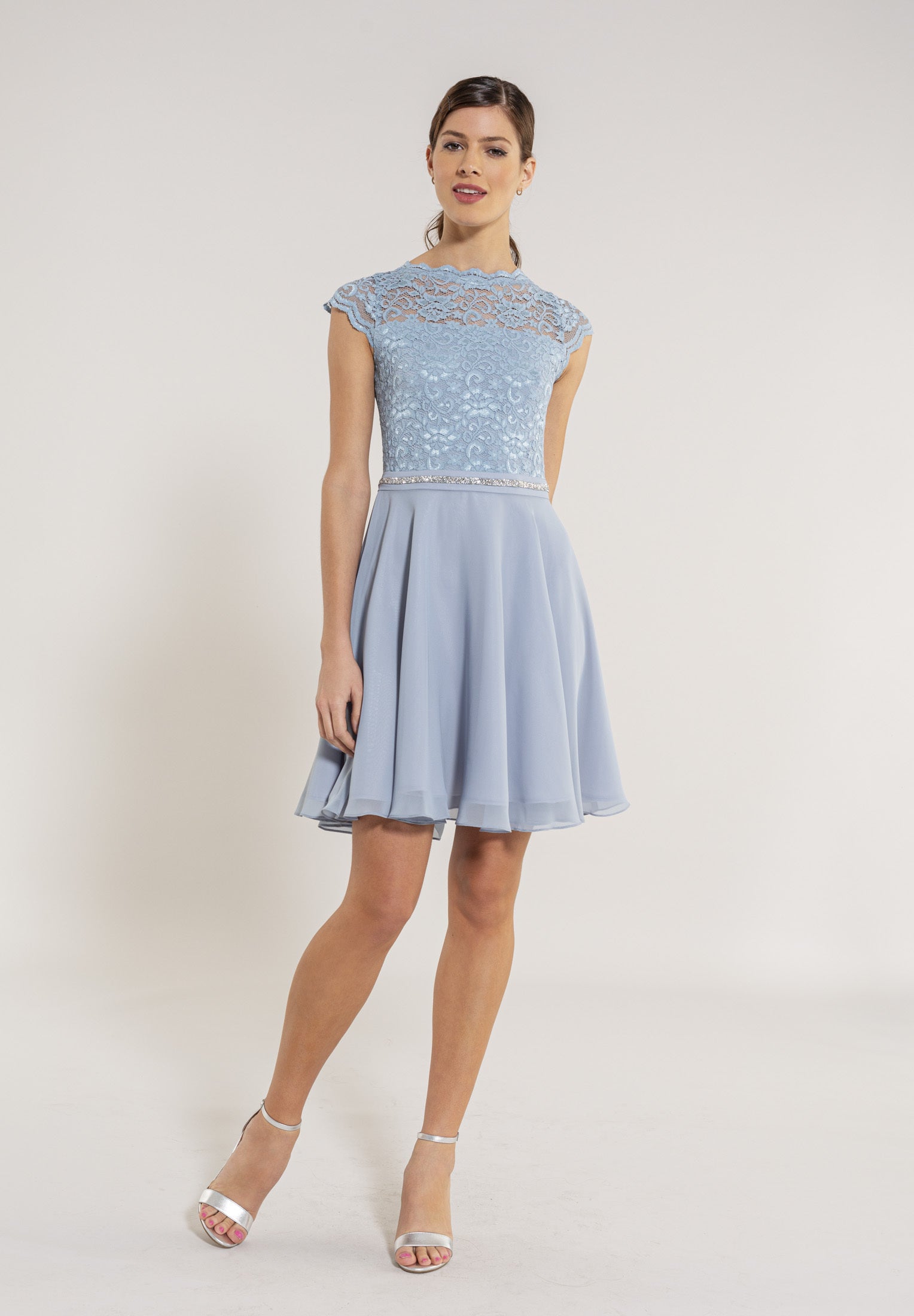 Cocktailkleid mit elastischem Spitzentop blue dust