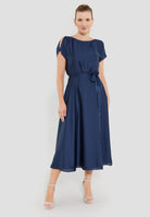 Cocktailkleid aus Satinchiffon navy