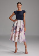 Cocktailkleid aus Materialmix navy | multi