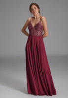 Abendkleid aus Materialmix grape wine