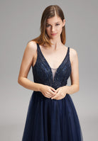 Lange Tüllrobe mit Netzeinsatz