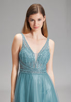 Lange Tüllrobe mit Netzeinsatz