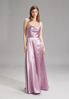 Satin-Abendkleid mit Gehschlitz mauve