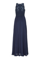 High-closed-Abendkleid mit floraler Spitze