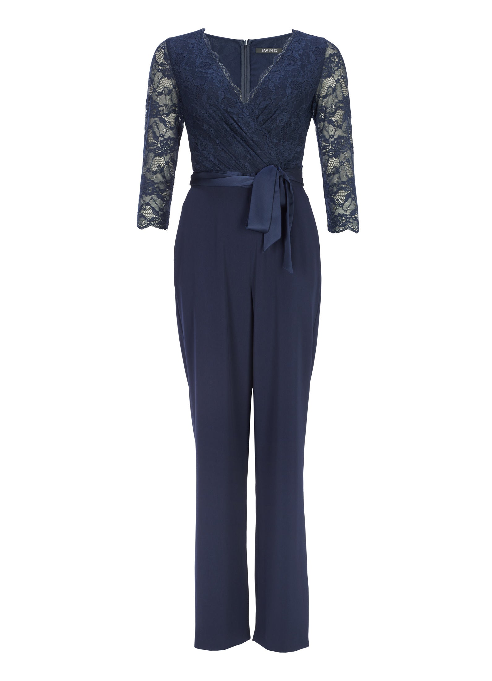 Jumpsuit mit 3/4 Arm aus feiner Spitze