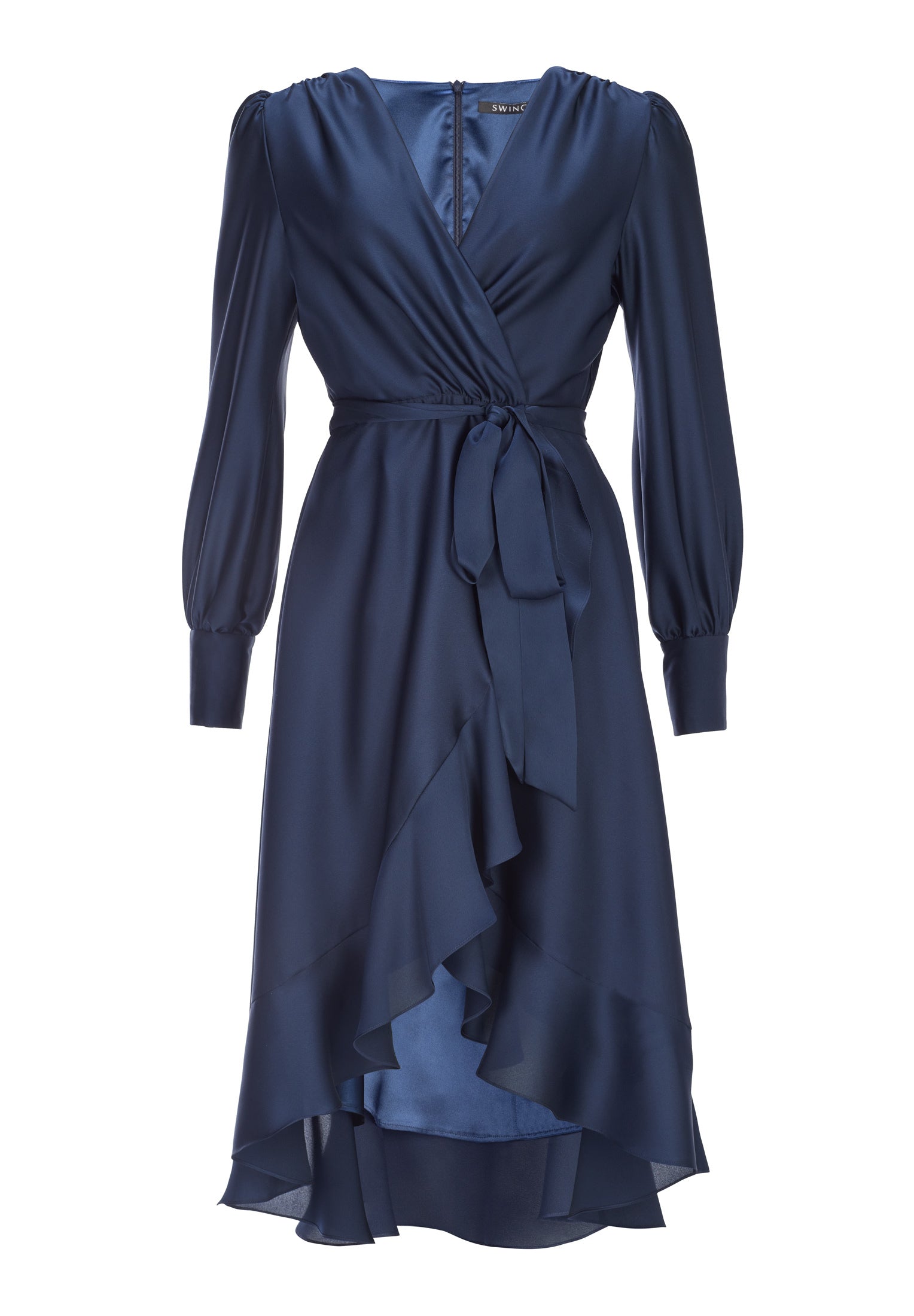 Vokuhila-Kleid mit blusigen Ärmeln