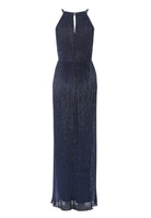 Plissiertes Jersey-Abendkleid mit Metallic-Fäden