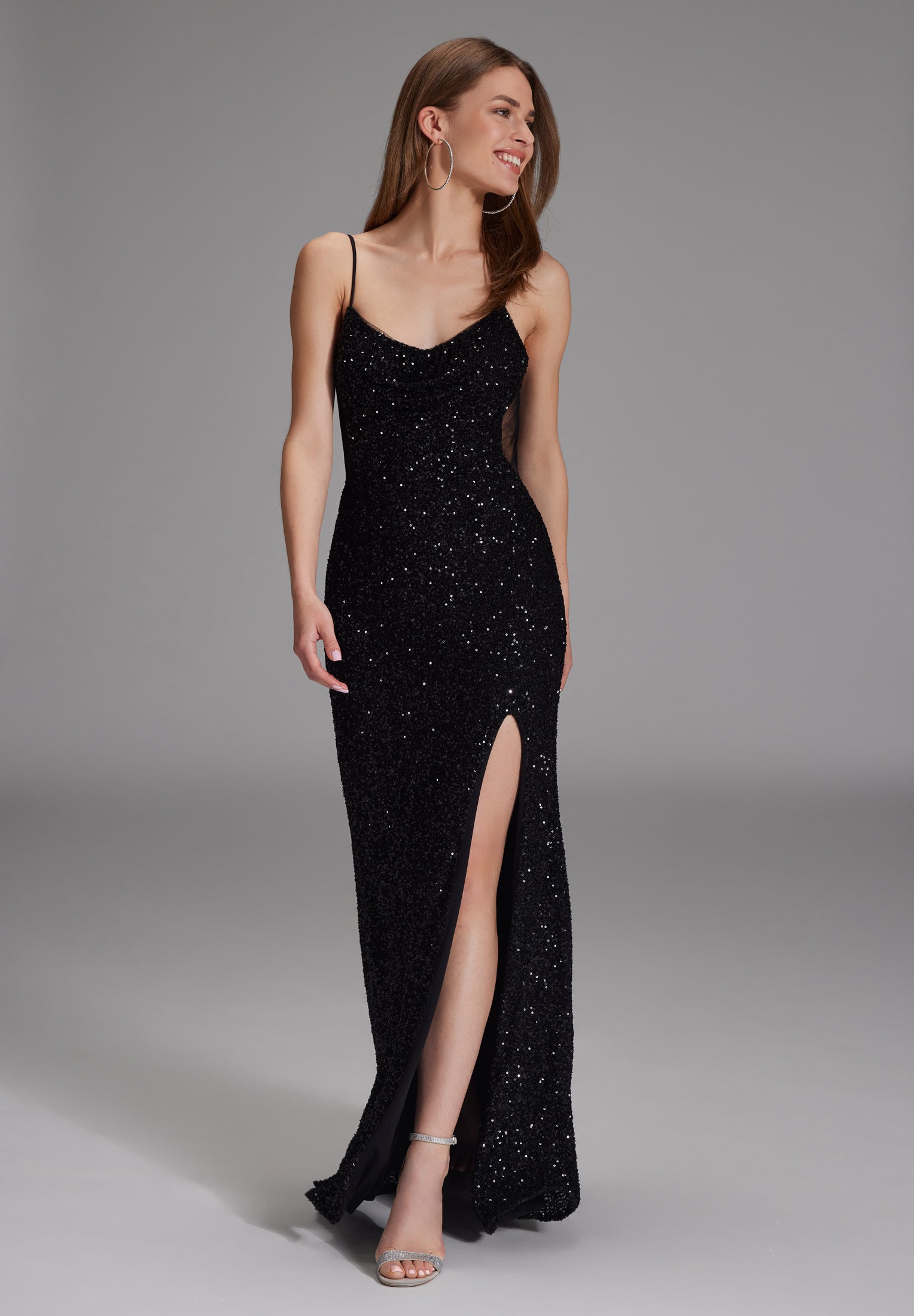 Slipdress mit transparenter Rückenpartie black