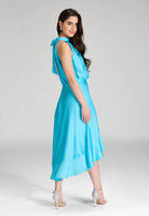 Cocktailkleid aus nachhaltigem Satin mit Volant am Saum