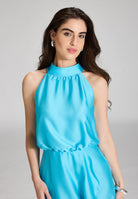 Cocktailkleid aus nachhaltigem Satin mit Volant am Saum