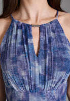 Abendkleid aus bedrucktem Plissee Jersey