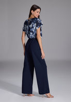 Jumpsuit mit bedrucktem Satin Top und Knoten Detail