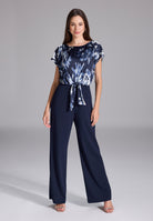 Jumpsuit mit bedrucktem Satin Top und Knoten Detail navy