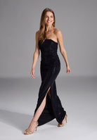 Trägerloses Abendkleid aus glitzerndem Jersey