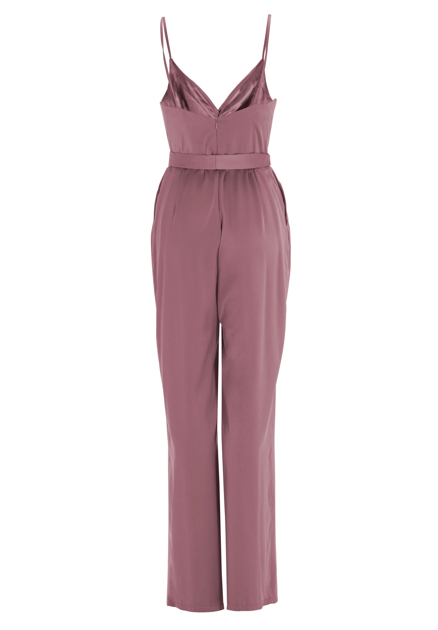 Satin Jumpsuit mit Bindegürtel