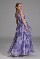 Organza Printkleid mit Volants