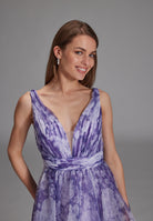 Organza Printkleid mit Volants