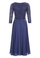 Midi Kleid mit paillettenbesetztem Spitzenoberteil