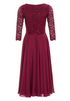 Midi Kleid mit paillettenbesetztem Spitzenoberteil