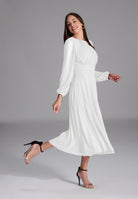 Tailliertes Midi Kleid aus Chiffon mit langen Ärmeln