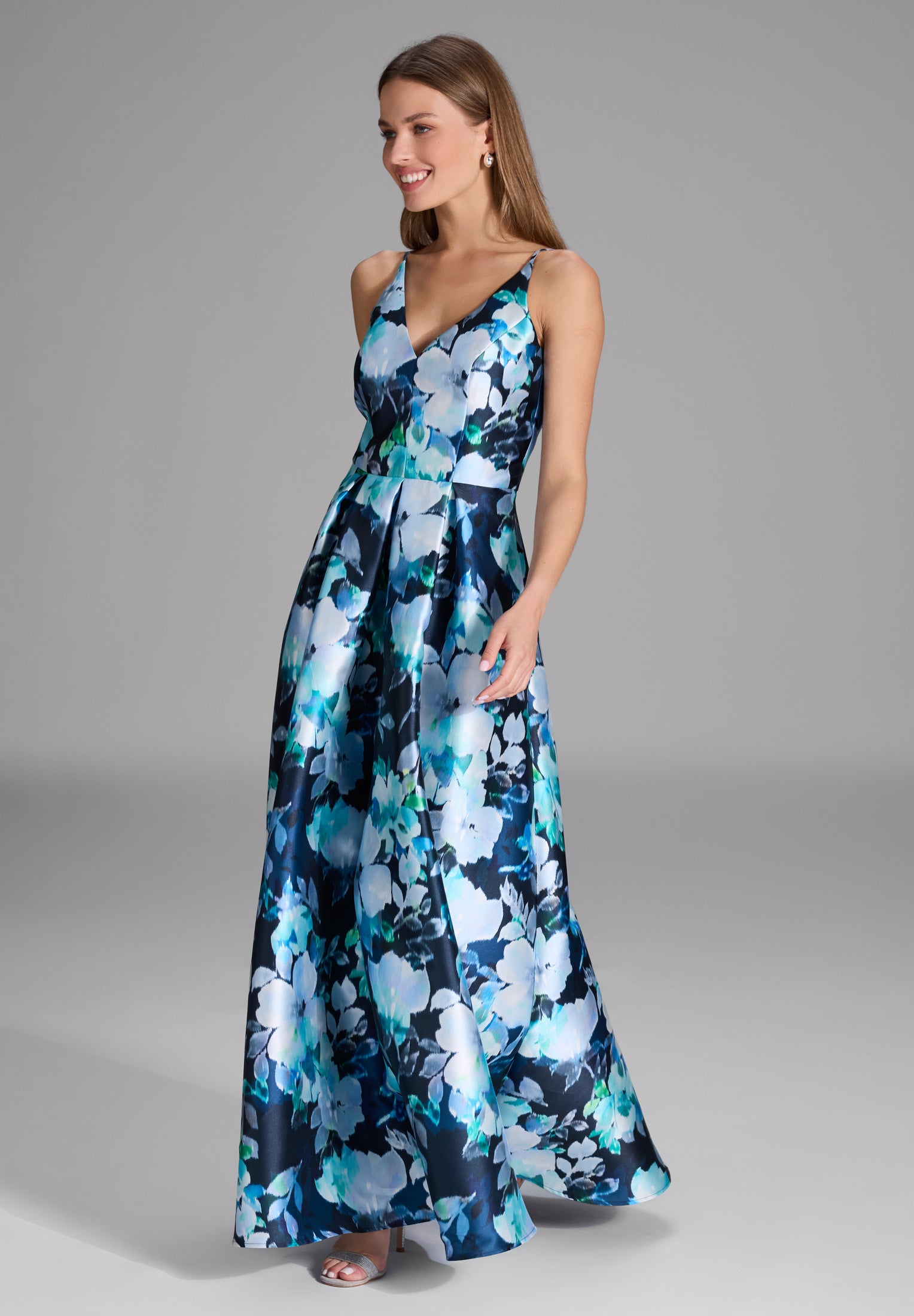 Abendkleid aus bedrucktem Twill