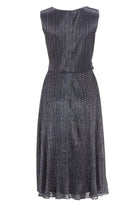 Plissiertes Midi Kleid mit Metallic Fäden