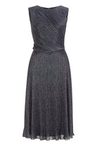 Plissiertes Midi Kleid mit Metallic Fäden