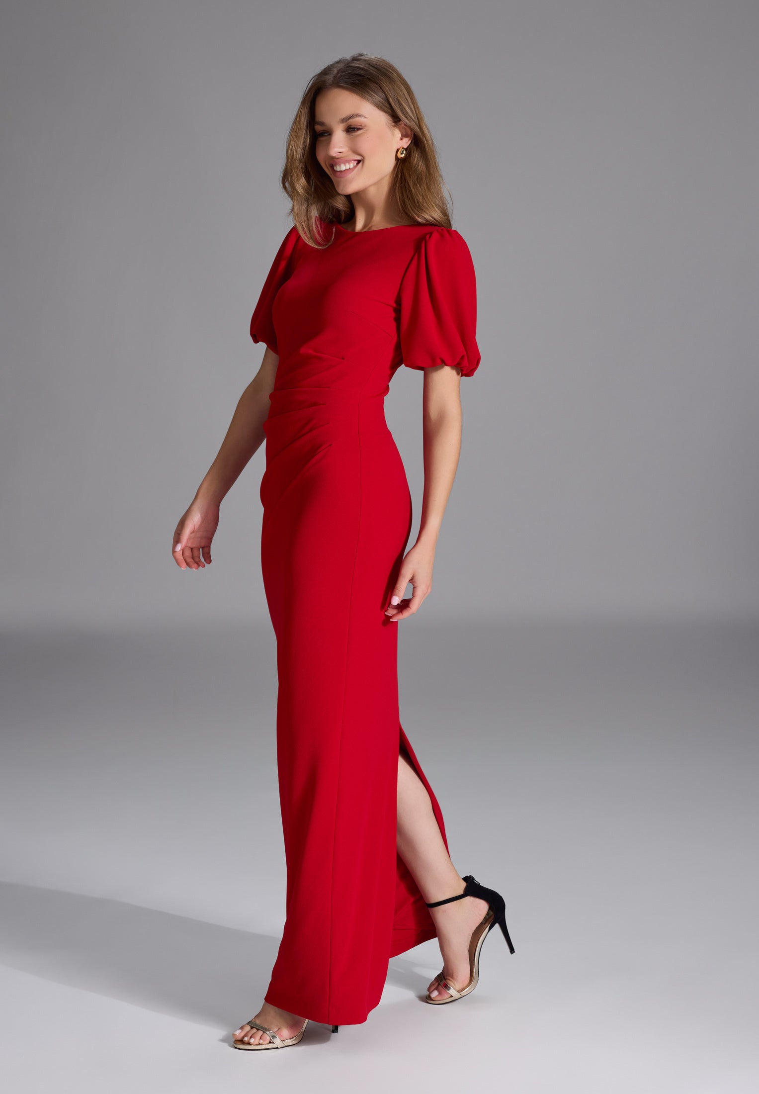 Abendkleid mit Puffärmeln aus Crepe Jersey