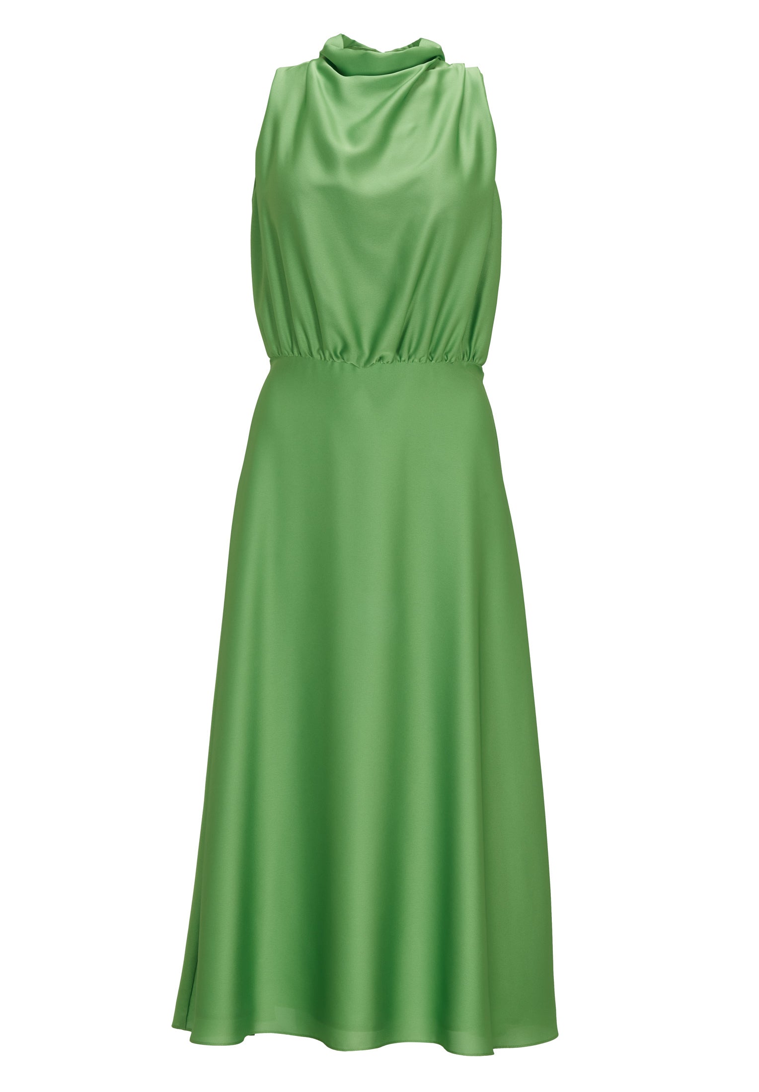 Midi Kleid aus nachhaltigem Satin mit Drapierung am Kragen