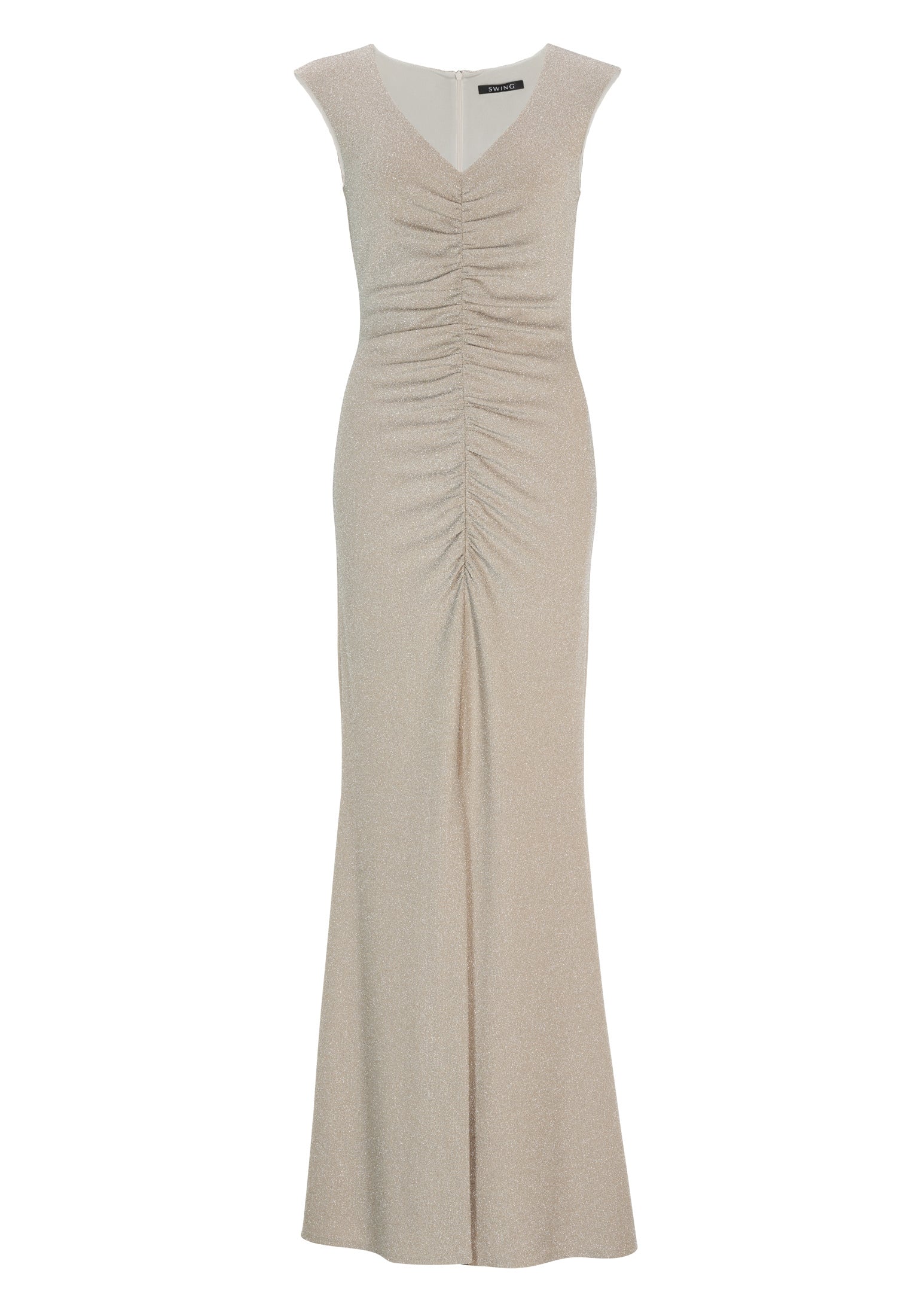 Abendkleid aus Glitzerjersey mit Raffung