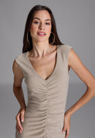 Abendkleid aus Glitzerjersey mit Raffung