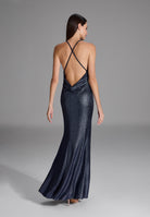 Abendkleid aus glitzerndem Jersey mit Knotendetail am Rücken