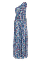 One Shoulder Abendkleid aus floral bedrucktem Mesh