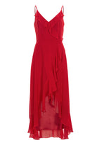 Abendkleid aus Chiffon Vokuhila Saum und Volants