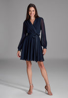 Cocktailkleid aus Chiffon mit Satin Kanten navy