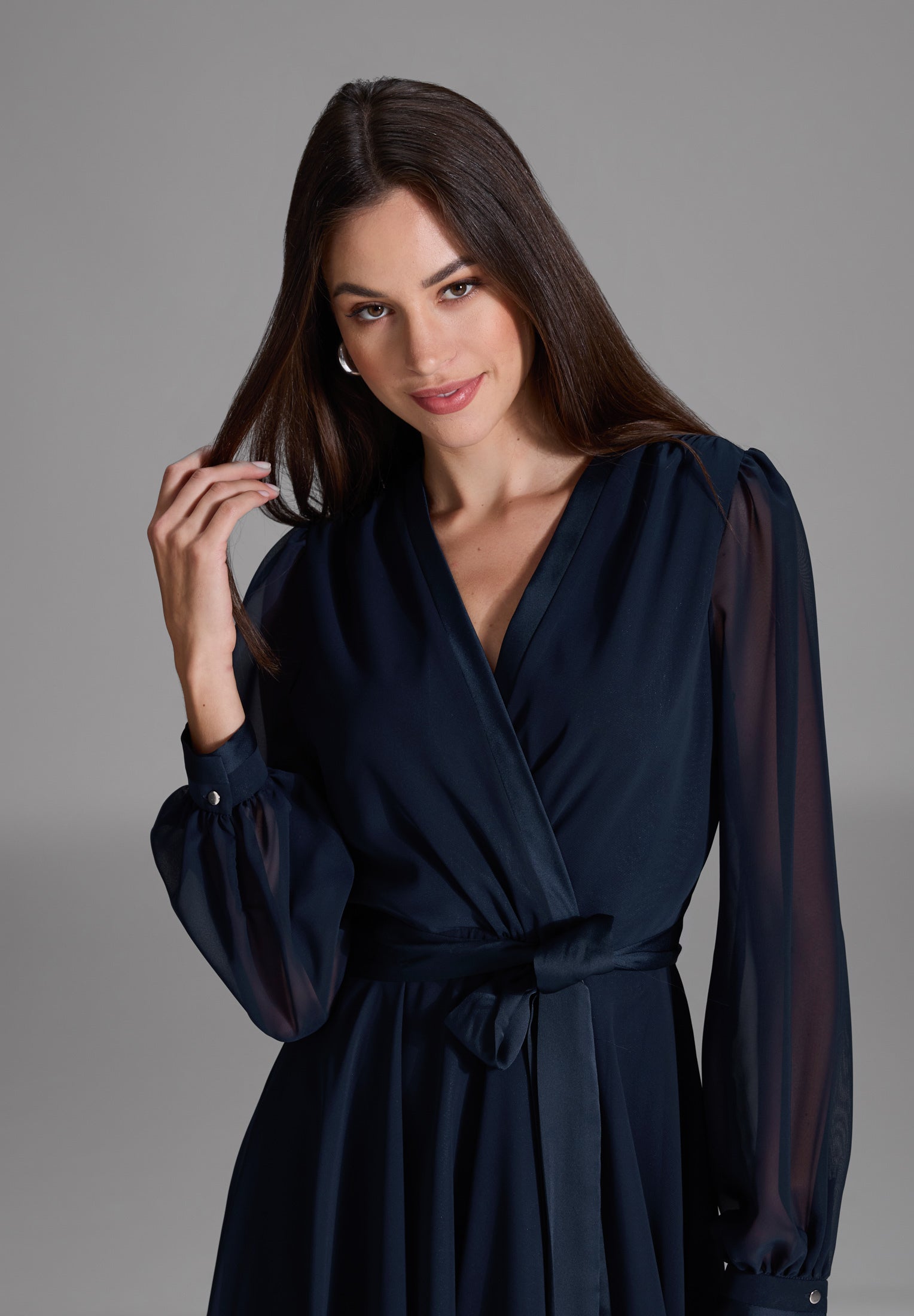 Cocktailkleid aus Chiffon mit Satin Kanten