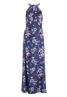 Abendkleid mit amerikanischem Ausschnitt aus bedrucktem Satin