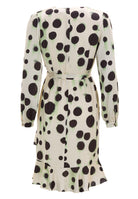 Cocktail Kleid mit Volant Saum aus Satin mit Tupfen Druck