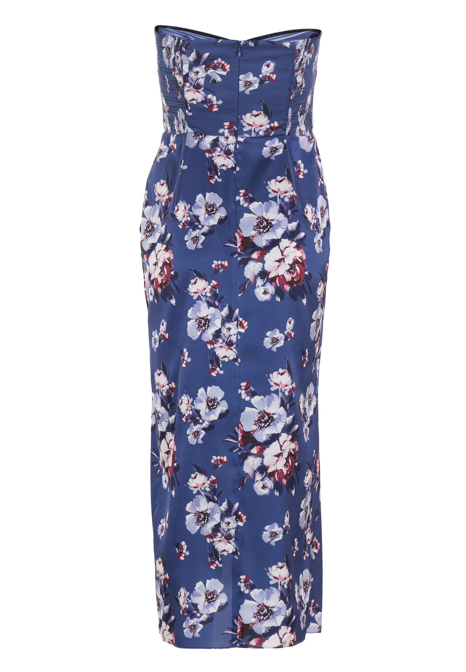 Abendkleid mit Corsage aus floral bedrucktem Satin