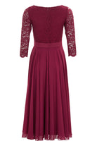 Abendkleid Midi mit Oberteil aus floraler Spitze und Chiffon Rock