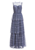 Printkleid aus Tüll mit Rüschendetails