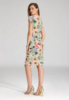 Etuikleid mit Knotendetail aus leichtem Scuba mit Blumendruck